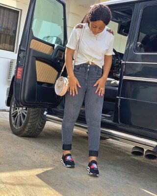 Regina Daniels Poses As She Acquires Mercedes Brabus (Photos)
