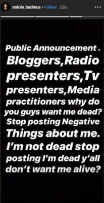 Eniola Badmus Debunk Death Rumours