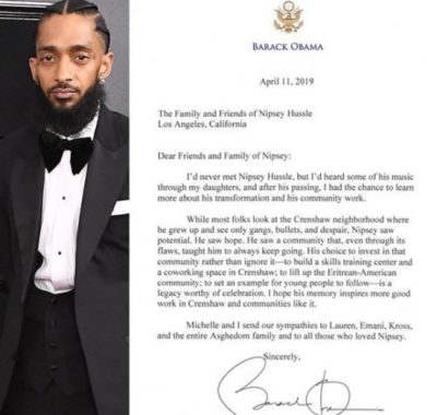 Read Barack Obama’s Memorial Tribute to the Late Nipsey Hussle