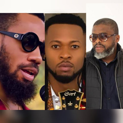 Larry Gaaga, Phyno & Flavour On Set Of A New Music Video (See Photo)