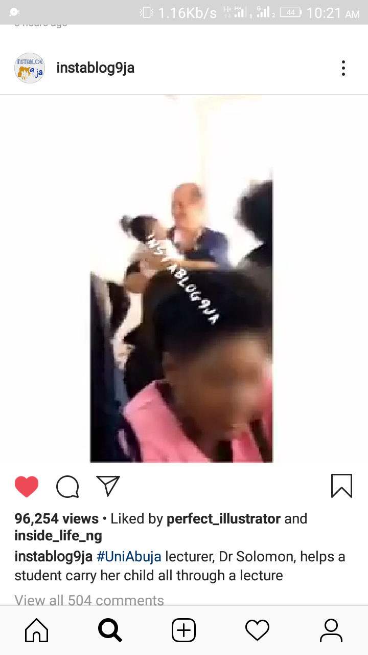 Lecturer, Dr. Solomon Helps A Student Carry Her Child All Through A Lecture