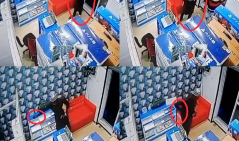 CCTV Camera Caught A Well Dressed Man Stealing Phone In a Shop At Computer Village