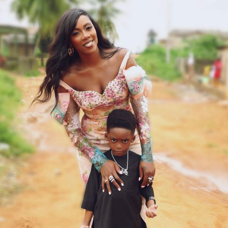 See the ₦743k backpack Tiwa Savage bought for her son Jamil (videos)