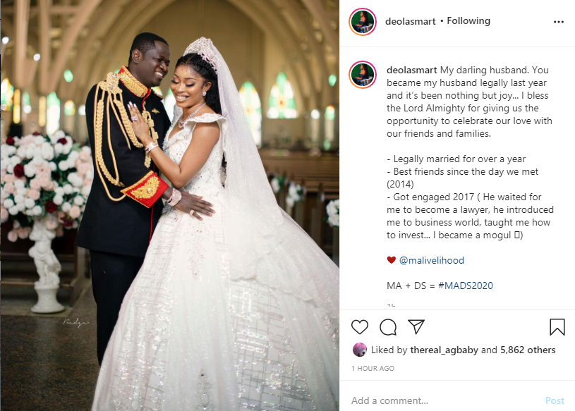 He legally became my husband since last year – Deola Smart gushes about husband Malivelihood