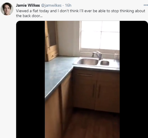 House Hunter expresses shock after getting a House with back door hidden in kitchen cabinet (video)