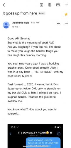 Adekunle Gold Shares How He Begged Don Jazzy For A Job 9 Years Ago (Screenshots)