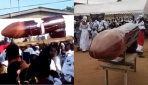 SHOCKING!!! Slay Queen Buried In A P!nis-Shaped Coffin In Ghana (PHOTOS)