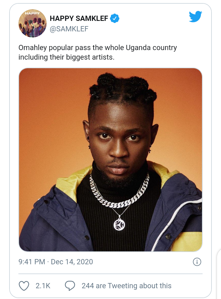 ‘Omah Lay Is More Popular Than The Whole Of Uganda’ – Samklef