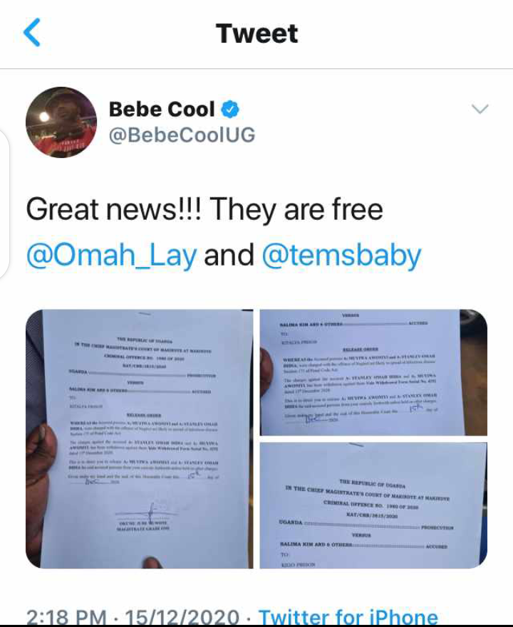 Just In!!! Omah Lay And Tems Released By Ugandan Authorities