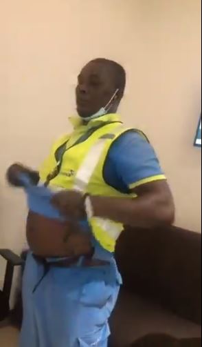 Moment An Airport official was caught with 10 iPhones stolen from passengers luggage (Video)