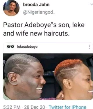 See People's Reactions to Pastor Adeboye’s Son’s New Hair Cut (Photos)
