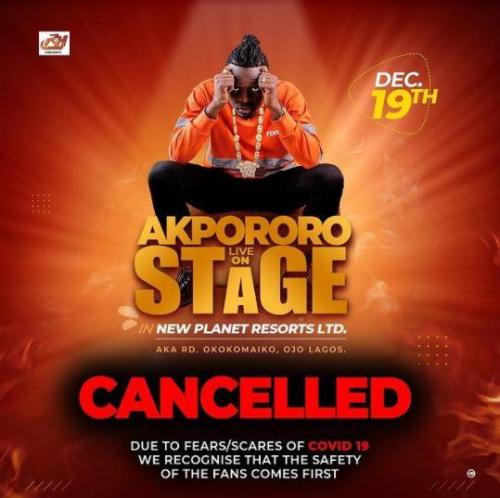Comedian Akpororo slams Gov. Sanwo-Olu over shut down of shows in Lagos (Video) show cancelled