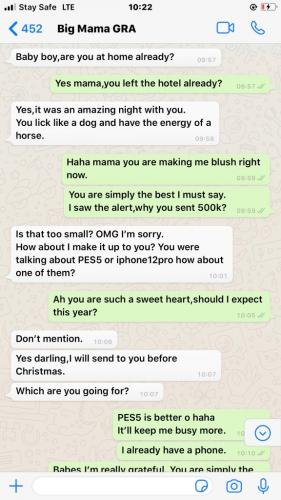 Guys, Don’t Waste Energy On ‘Urgent N2k’ Girls, shares screenshots of his chat with his sugar mummy– Man gives advice (Photos)