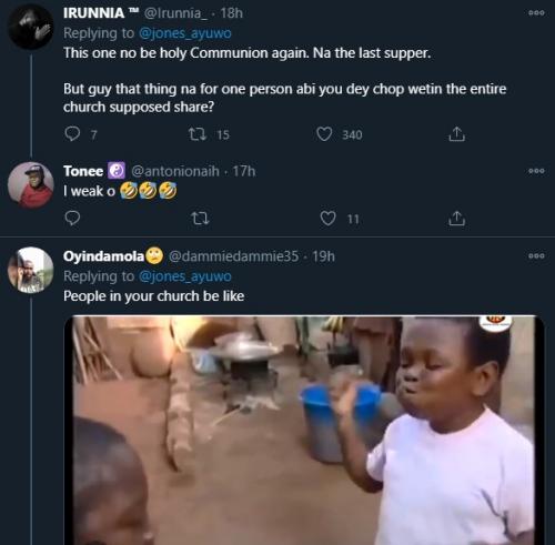 Nigerian reacts as man shares photos of the Holy Communion given to him in church