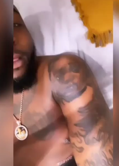 Davido shows fatherly love as he tattoos his children’s faces on his body (video)