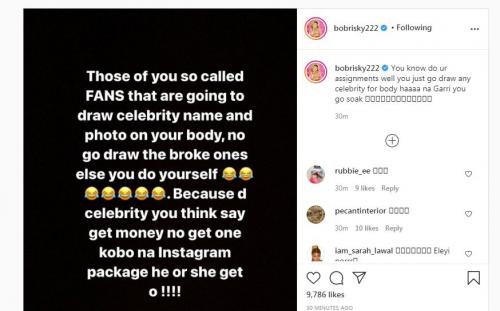 Bobrisky advises fans on tattoo