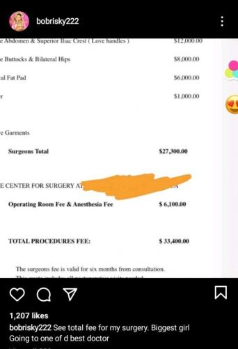 "Biggest girl" - Bobrisky brags as he shows off surgery bill of N12.7M