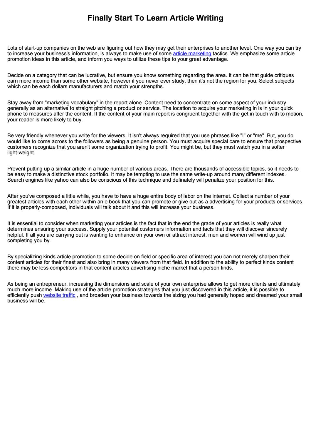 Article Marketing: Making It Interesting